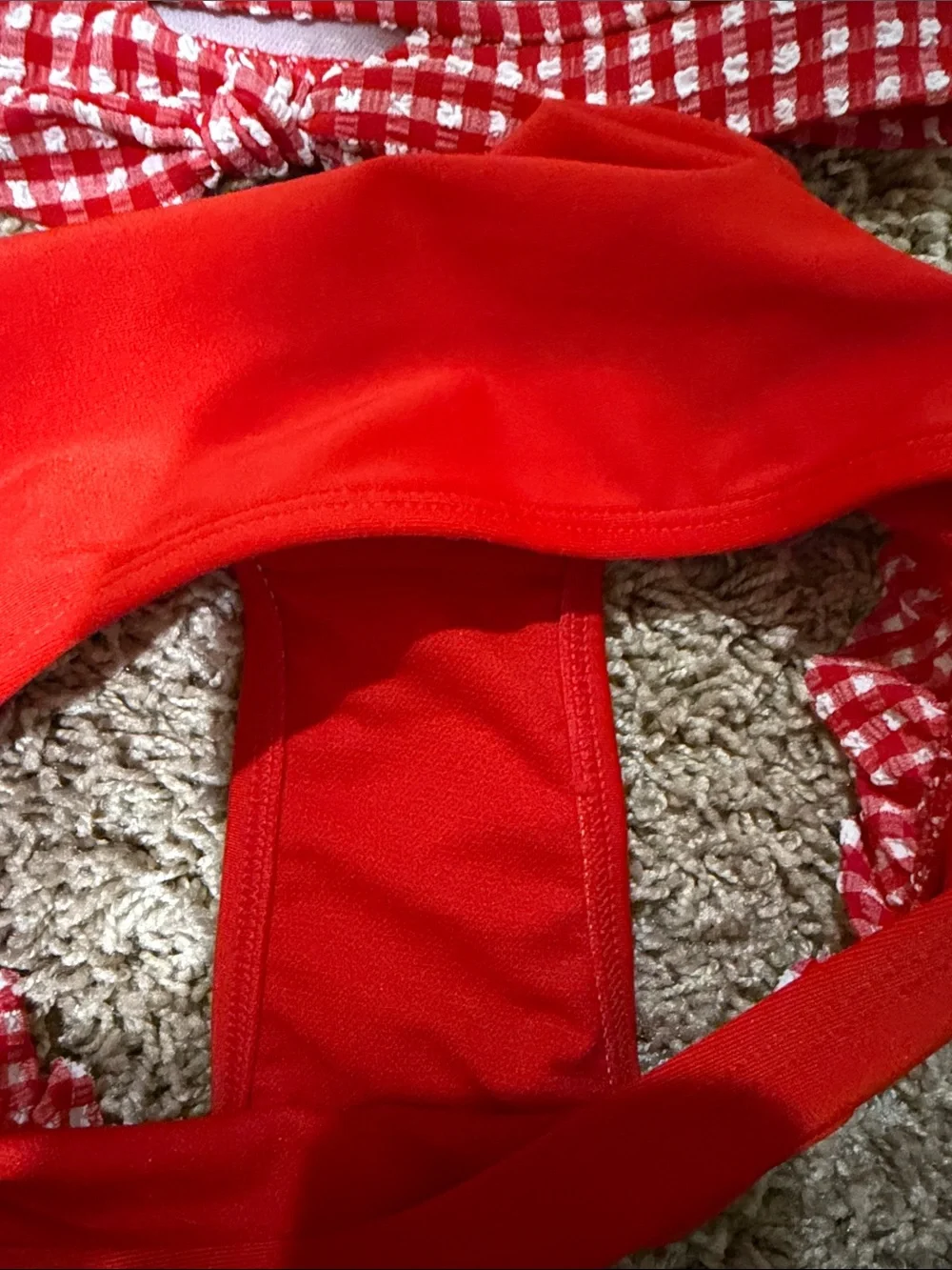Girls Swim Set Bundle - Pink Palm, Red Gingham & Striped Tops
